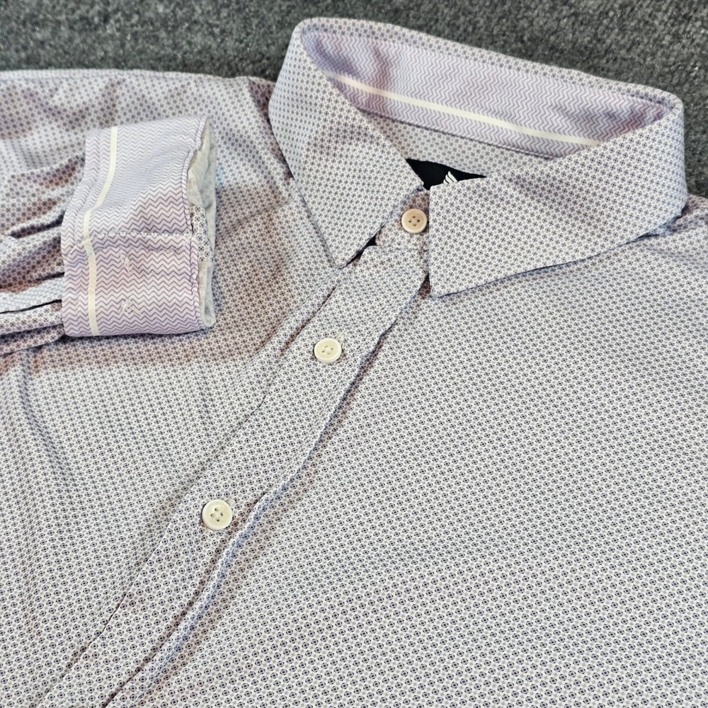 Buttercloth Mens XL Regular Fit Purple Geometric Print Cotton Button Down Shirt